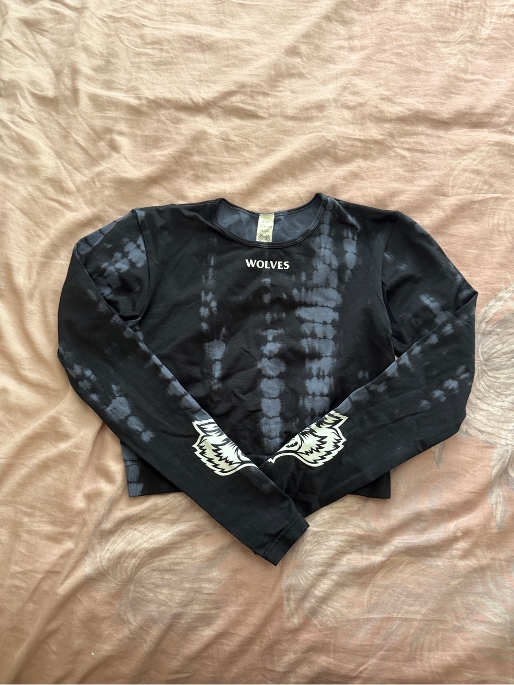 WORN ONCE - Darc Sport Black Tie-Dye Long Sleeve Crop Top